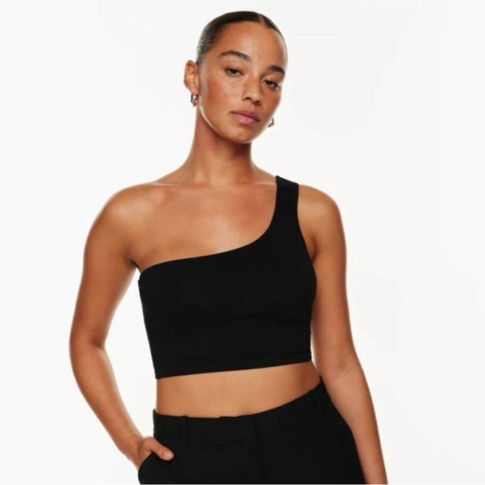 Aritzia Babaton Sculpt Knit Black One-Shoulder Women's Top